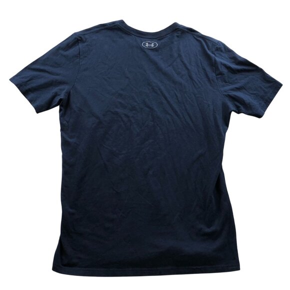 Under Armour Mens T-Shirt Large Short Sleeve Loose Fit Football Tee Casual Navy - Picture 2 of 9